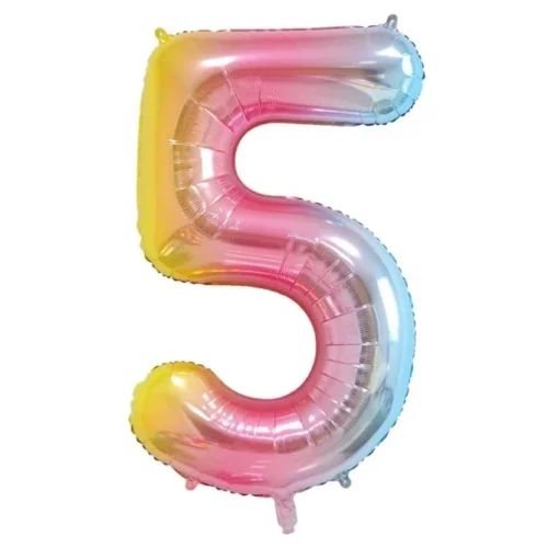 Cifra 5 balon folie curcubeu Balon folie cifra 5, 100 cm curcubeu