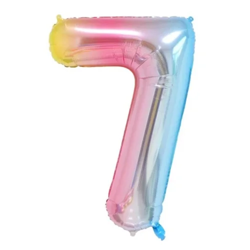 Cifra 7 balon folie curcubeu Balon folie cifra 7, 100 cm curcubeu