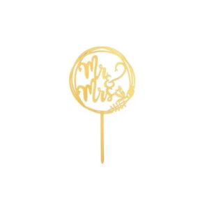 Topper pentru tort mesaj MR & MRS, auriu, 17 cm