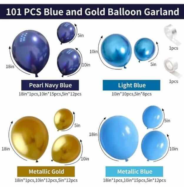 Arcada 3.1 Wow Shop Kit pentru arcada 101 Baloane nunate de albastru si auriu