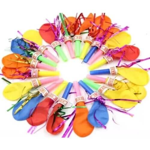 Balon cu fluier Set 50 baloane cu fluier pentru petrecere
