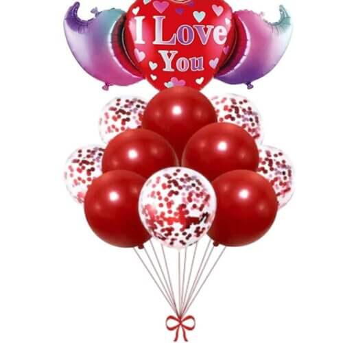 Set Valentine's Day, balon folie inima + 10 baloane de latex
