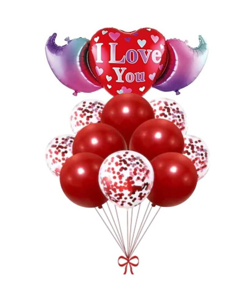 Set Valentine's Day, balon folie inima + 10 baloane de latex