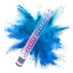Tun confetti gender reveal cu pudra colorata bleu, 40 cm