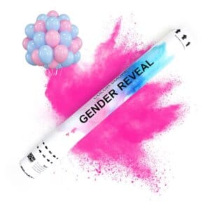 tun confetti pudra roz Gender Revial plus set baloane latex WOW SHOP Tun confetti gender reveal cu pudra colorata roz, 40 cm si 15 baloane latex