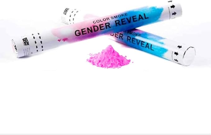 Tun confetti gender reveal cu pudra colorata roz, 40 cm si 10 baloane latex