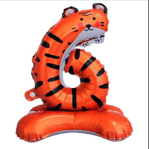 Cifra 1 animal print tigru wow shop Balon folie cifra 6 imprimeuri animale