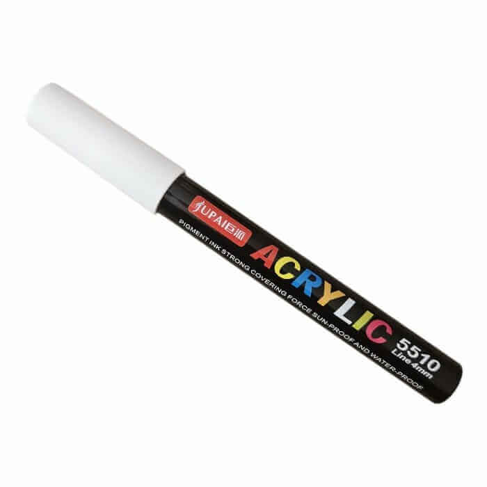 Marker cu vopsea acrilica, varf rotund de 4 mm, alb