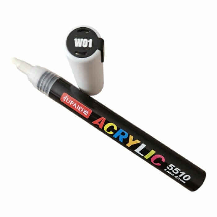 Marker cu vopsea acrilica, varf rotund de 4 mm, alb