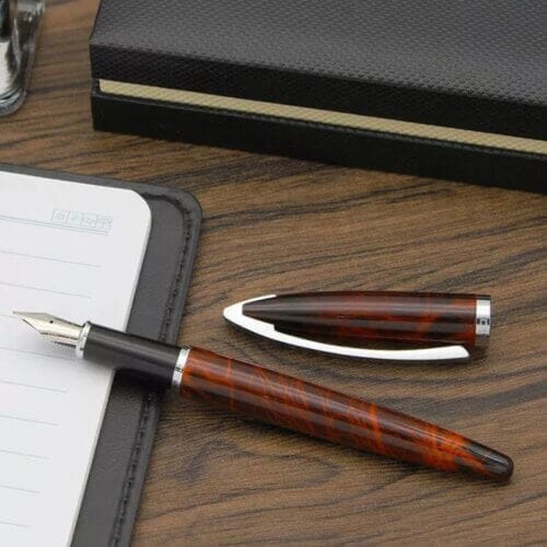 Stilou maro 1 Wow Shop Stilou elegant portocaliu, incarcare duala rezervor si rezerva