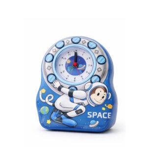 Pusculita metalica pentru copii – Tema spațiu, cu lacat, albastru