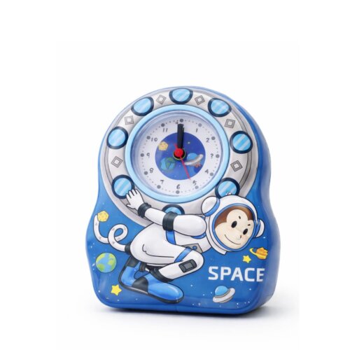 Pusculita metalica pentru copii – Tema spațiu, cu lacat, albastru