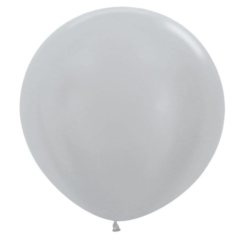 Balon jumbo argintiu, latex, 90 cm