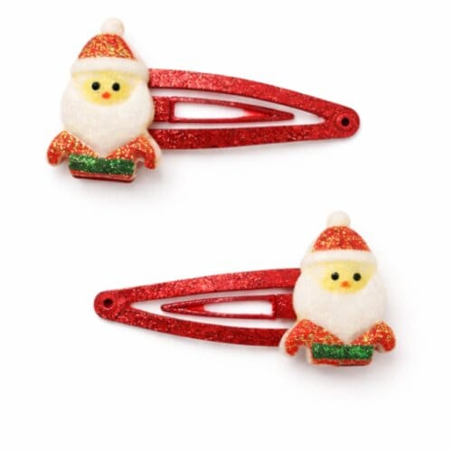 Set 2 agrafe de par pentru Craciun, Design Mos Craciun