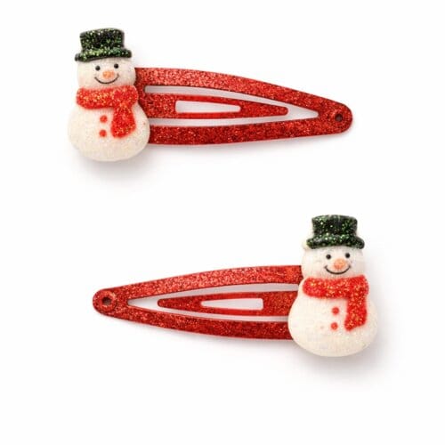 Set 2 agrafe de par pentru Craciun, Design Om de Zapada