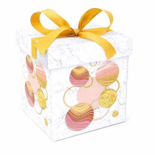 Cutie Cadou Premium patrata 22x22x22 cm din Hartie Cartonata, Auriu Rose Gold