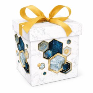 Cutie Cadou Premium patrata 22x22x22 cm din Hartie Cartonata, bleumarin Cutie Cadou Premium patrata 22x22x22 cm din Hartie Cartonata, Auriu Bleumarin