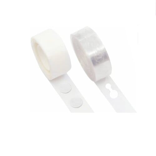 Set banda adeziva pentru baloane si puncte lipici, 100 puncte + banda 5 m, transparent, pentru decoratiuni