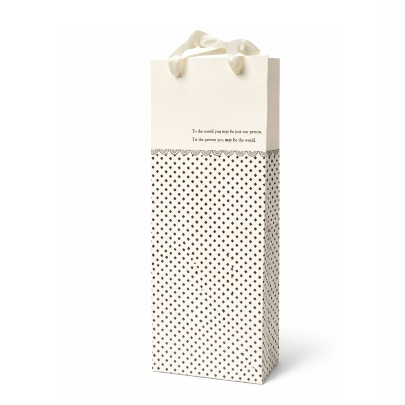 Set 3 pungi cadou pentru sticle, 130x380x120 mm, hartie cartonata cu manere satin, punga cadou vin sau sampanie, crem