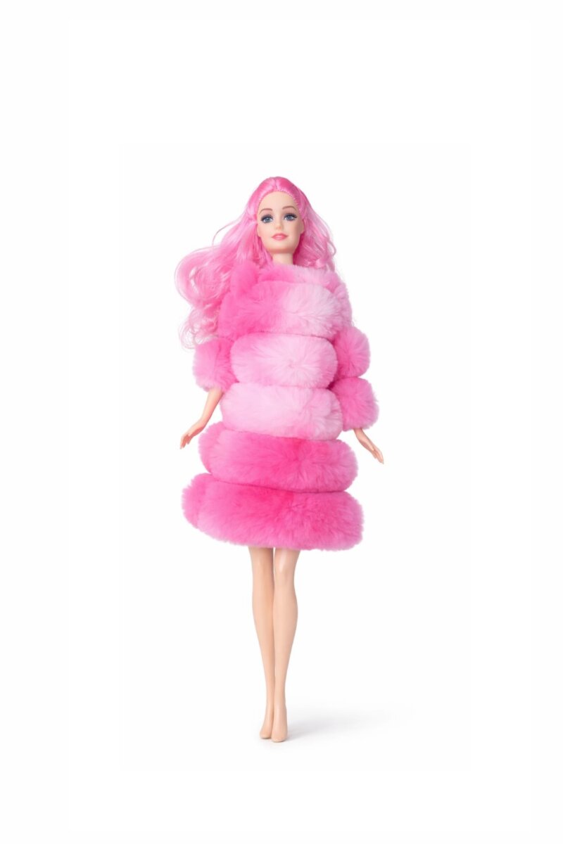 Papusa cu Rochie Pufoasa si par Roz – Papusa Eleganta, Jucarie Creativa pentru Copii