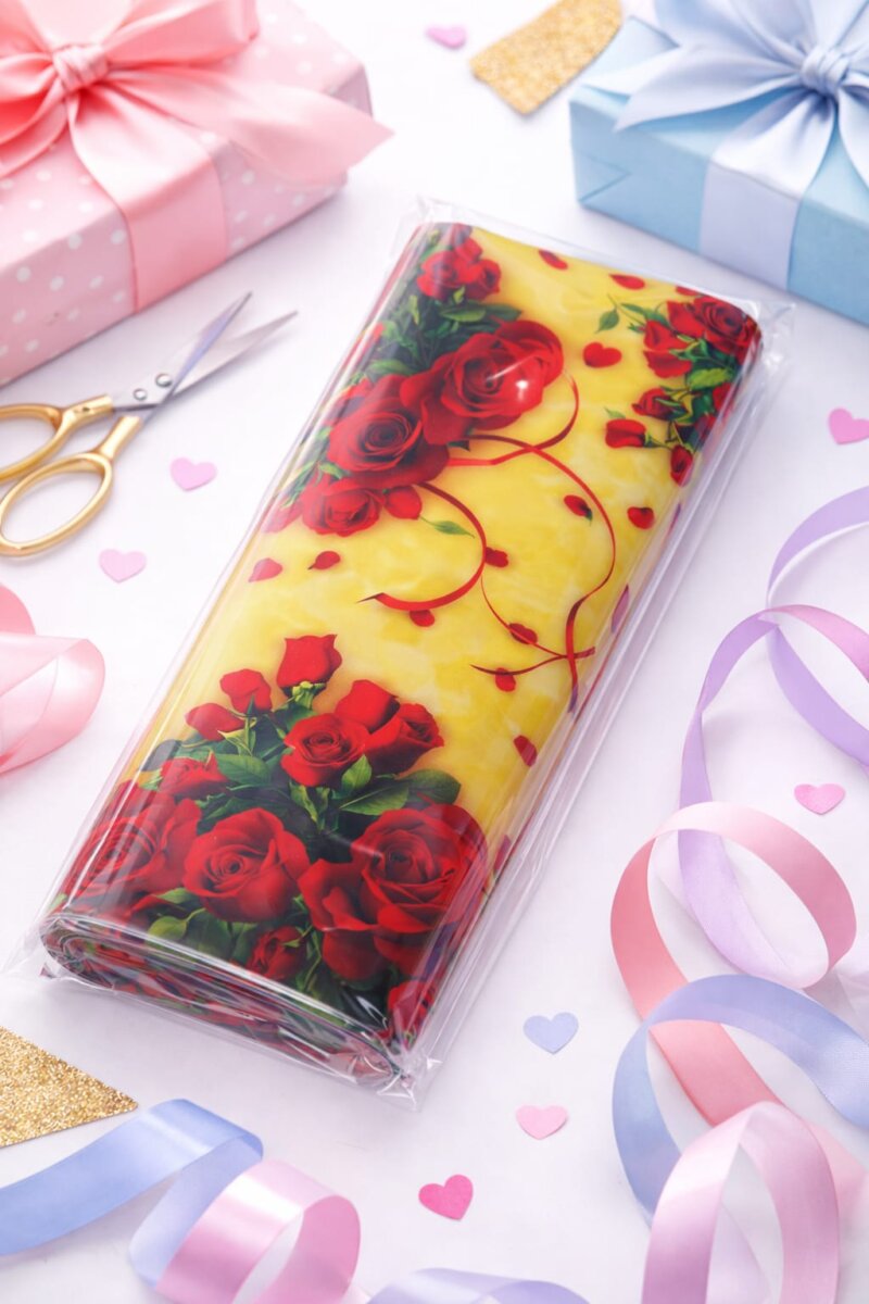 Hartie pentru Impachetat Cadouri 100 x 70 cm, Coala trandafiri rosii