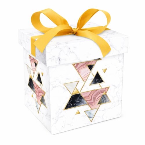 Cutie Cadou Premium patrata 22x22x22 cm din Hartie Cartonata, Roz Bleumarin