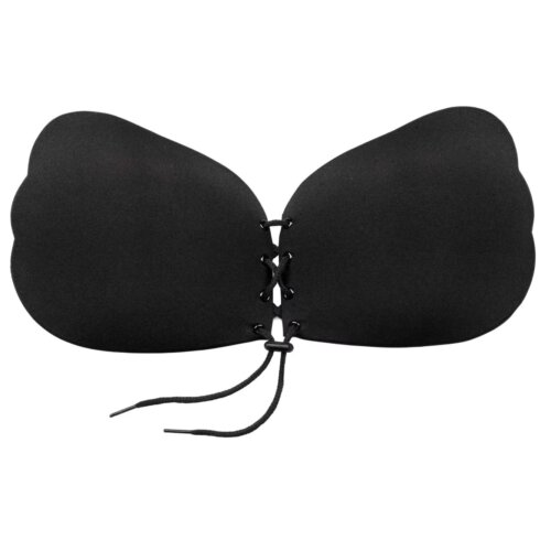 Sutien negru fara bretele, adeziv, push-up, pentru rochii si tinute elegante, Cupa B