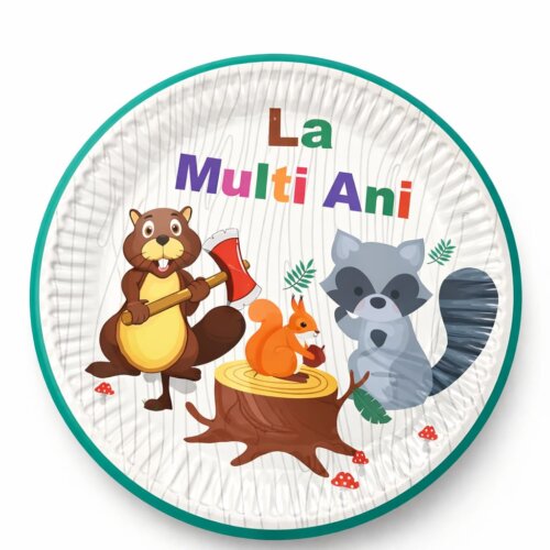 Set 8 farfurii pentru petreceri, print Veverite, diametru 18 cm