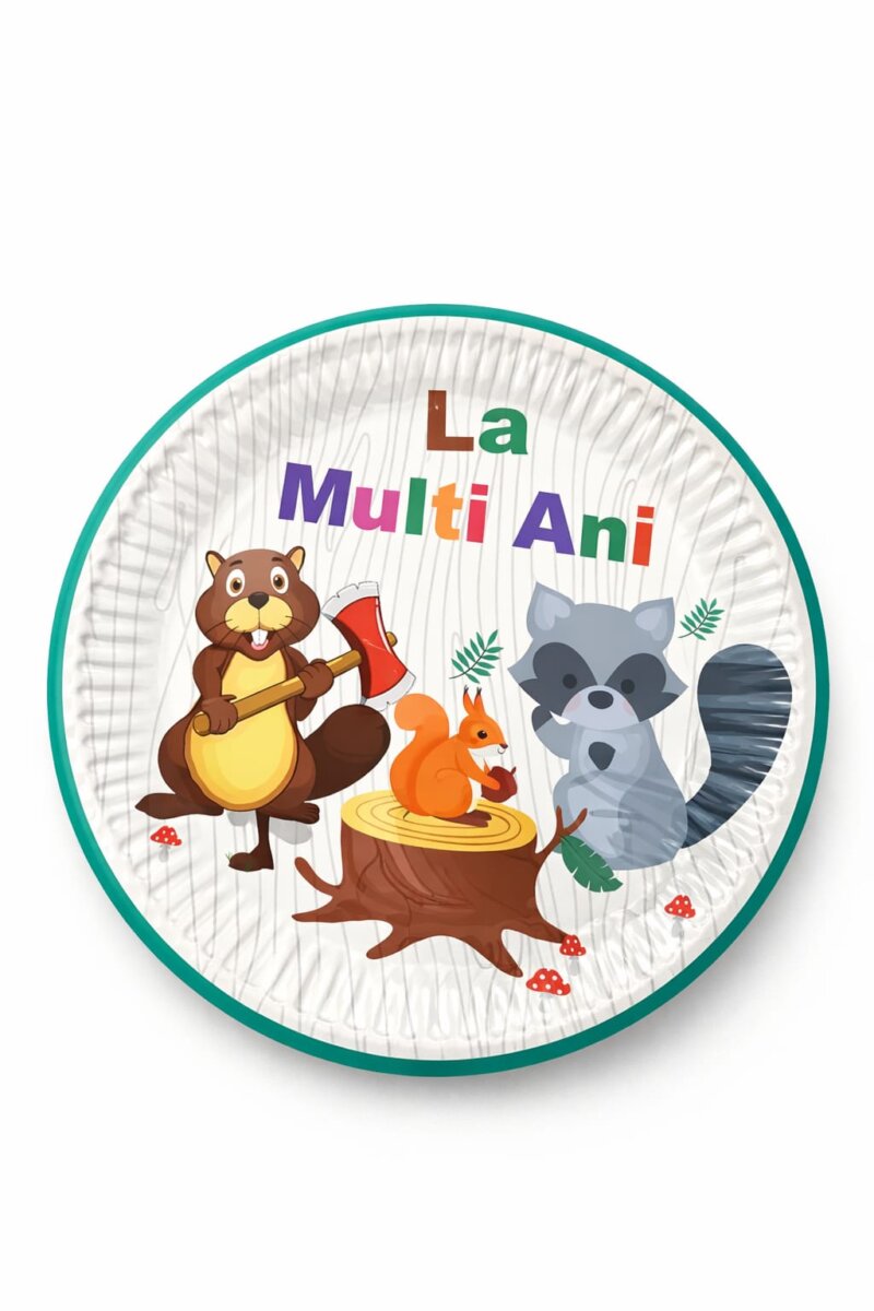 Set 8 farfurii pentru petreceri, print Veverite, diametru 18 cm