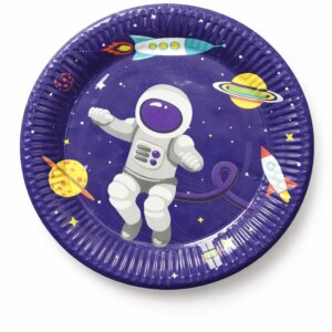 Set 8 farfurii pentru petreceri, print Cosmonaut, diametru 18 cm