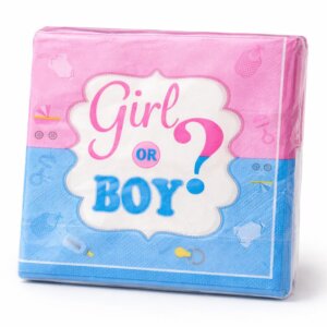 Set 20 servetele pentru petreceri, in doua straturi, print tema Gender Revial, roz/bleu, 33 cm x 33 cm