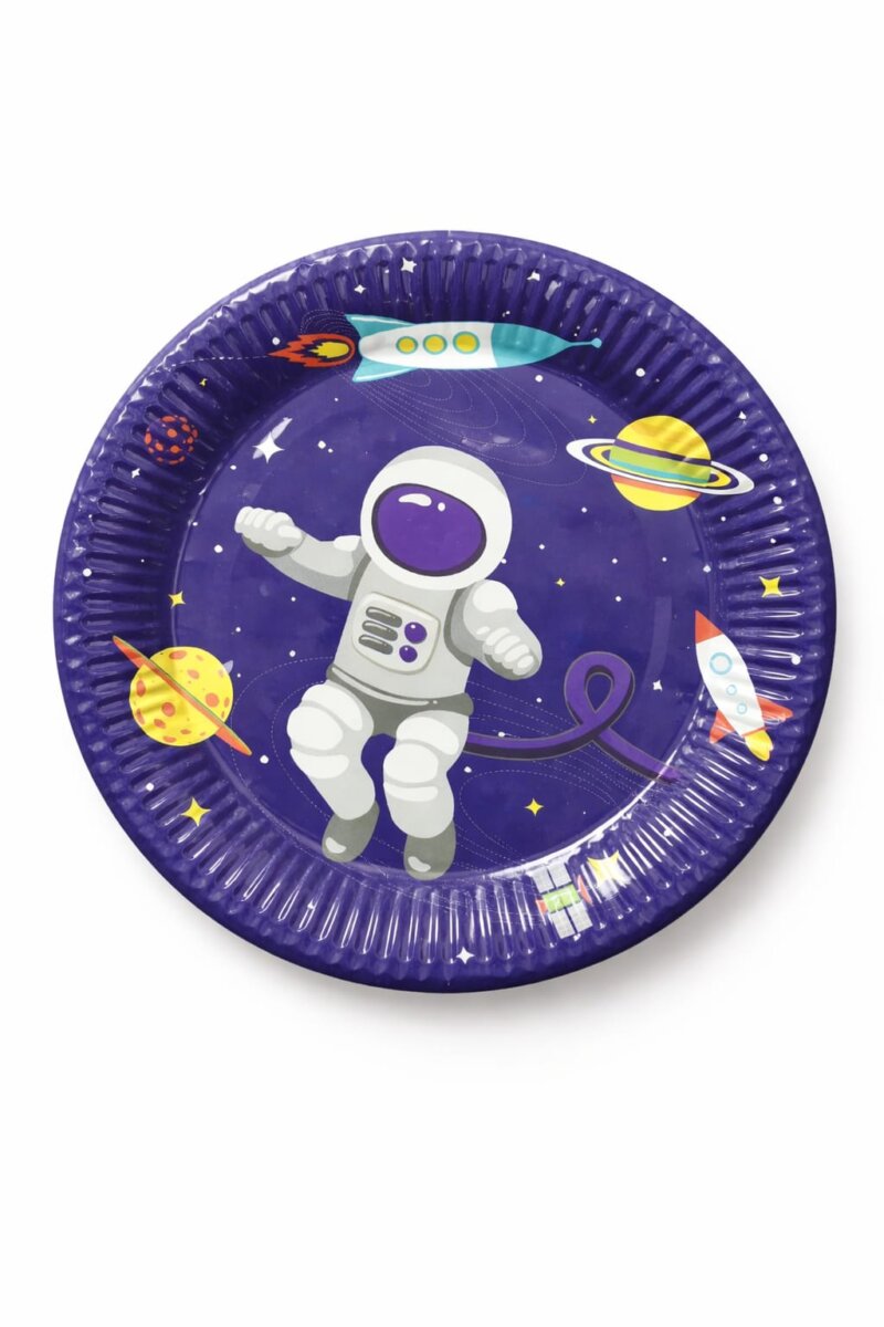 Set 8 farfurii pentru petreceri, print Cosmonaut, diametru 18 cm