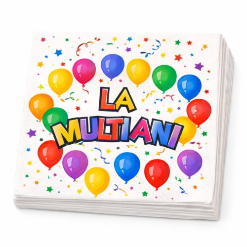 Set 20 servetele pentru petrecerea copiilor in doua straturi, print mesaj La multi ani, baloane, 33 cm x 33 cm