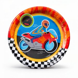 Set 6 farfurii pentru petreceri, print Moto, diametru 18 cm