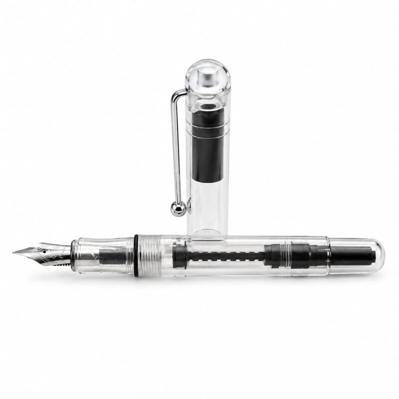 WhatsApp Image 2026-04-28 at 10.11.13 Stilou Transparent Alb cu Design Modern si Penita Metalica, alimentare cu pompita sau rezerve