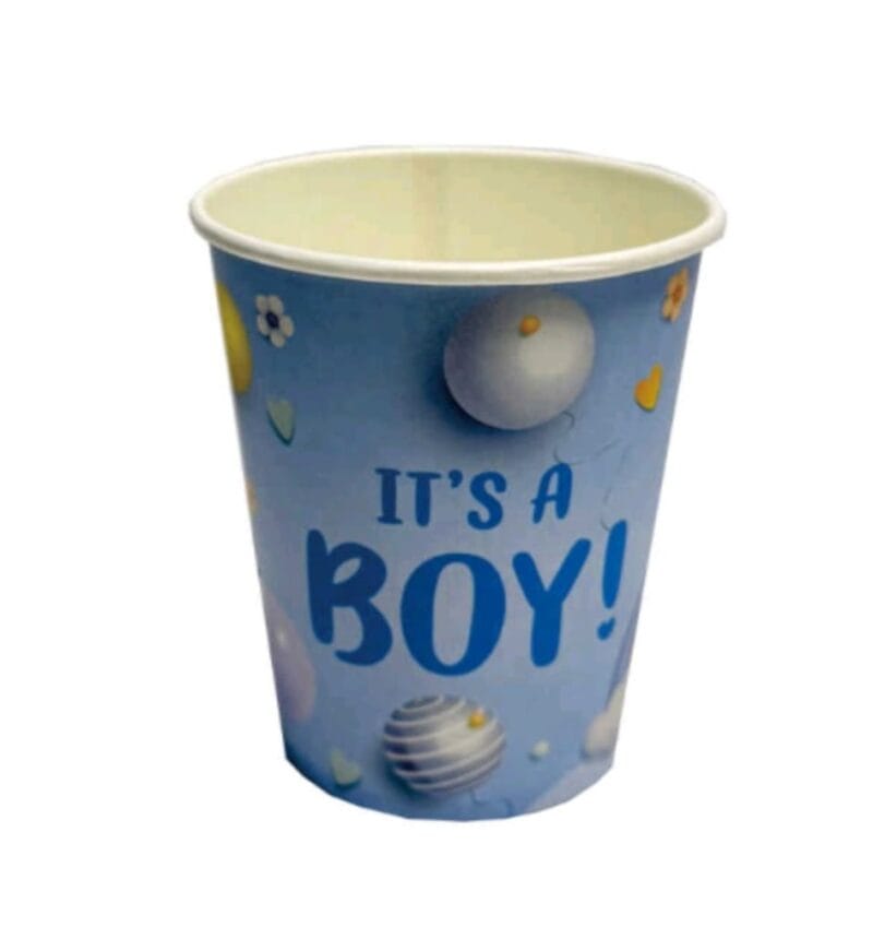 Pahare din carton – Set 8 bucati – Pahare pentru Petrecere - It's a boy