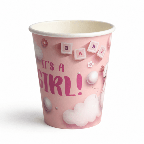 Pahare din carton – Set 8 bucati – Pahare pentru Petrecere - It's a girl