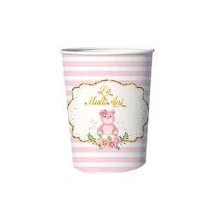 Pahare din carton – Set 8 bucati – Pahare pentru Petrecere -  La multi ani ursulet roz