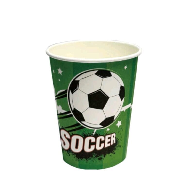Pahare din carton – Set 8 bucati – Pahare pentru Petrecere -  Fotbal - Minge de fotbal