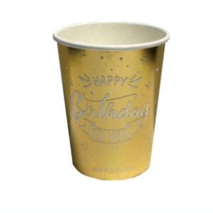 Pahare din carton Aurii – Set 8 bucati – Decor Petrecere Happy Birthday