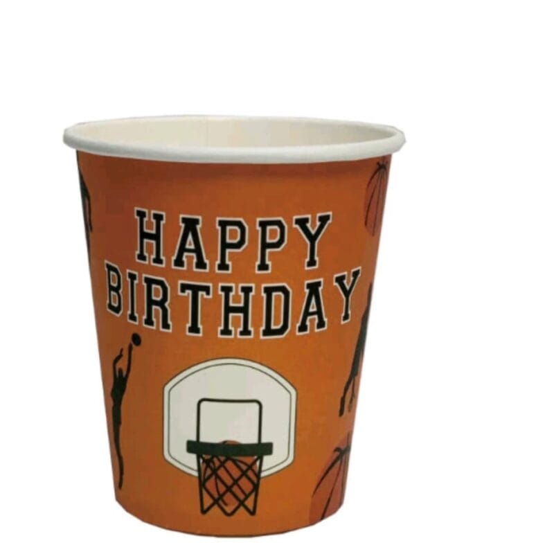 Pahare din carton – Set 8 bucati – Pahare pentru Petrecere - Happy birthday baschet