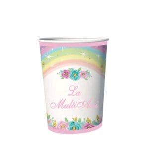 Pahare din carton – Set 8 bucati – Pahare pentru Petrecere - La multi ani Curcubeu