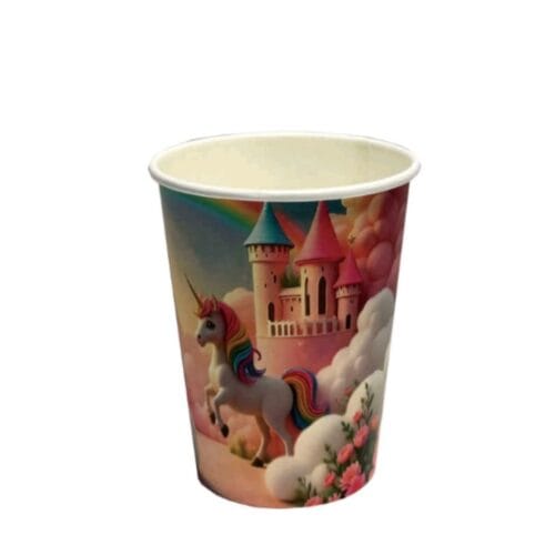 Pahare din carton – Set 8 bucati – Pahare pentru Petrecere - La multi ani castelul unicorn